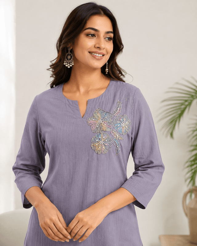 Multicolor Pastel Floral Pearl & Silver Beaded Embroidery Patch